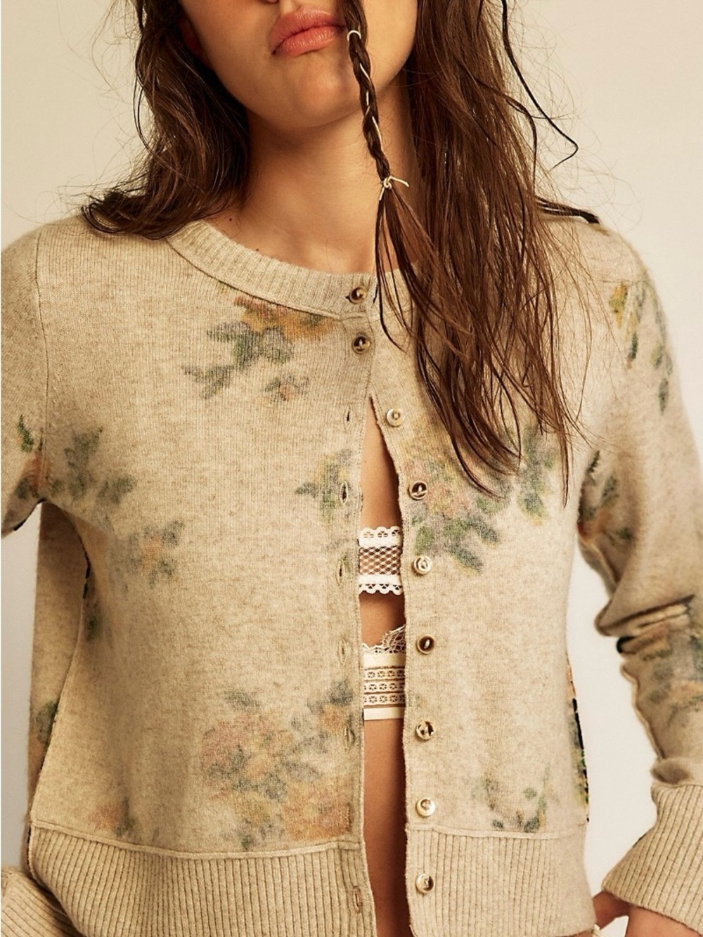 Free People Nocturnal Patterned Cashmere Cardi - Only worn once!